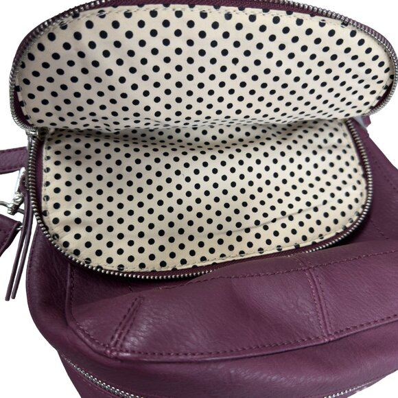 Crossbody Bag Plum Purple Faux Leather Adjustable Strap - Picture 9 of 12